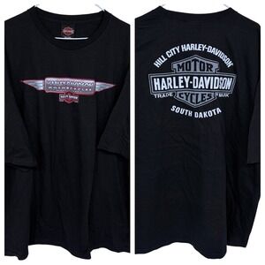 3XL Harley Davidson Motorcycles T Shirt Hill City South Dakota Biker Black 2010